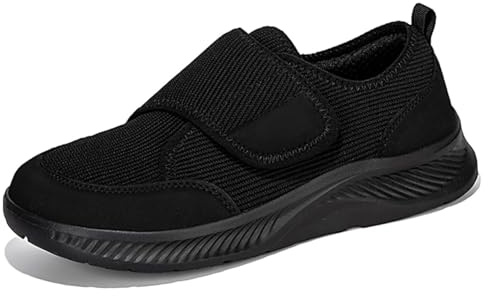 Puntera Ancha Zapatillas Casual para Hombre Mujer Diabéticos Pies Hinchados Zapatos Sin Cordones Antideslizantes (Negro, Adulto, 38, Números, Sistema Tallas Calzado EU, X-Ancho)
