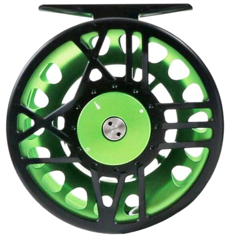 1 stück 5-8WT Fliegenrolle CNC-gefräste Aluminium-Disc-Bremssystem Salzwasser-Süßwasser-Angelrolle Blau Grün(Lamon Green Reel,5000 Series)