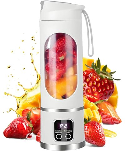 Livoravoli Portable Blender Smoothie Maker, 450ml Electric Mini Fresh Juice Maker, Powerful Mini Blender with USB for Fruits, Shakes, Smoothie, Perfect for Home, Office, School, Outdoors (White)