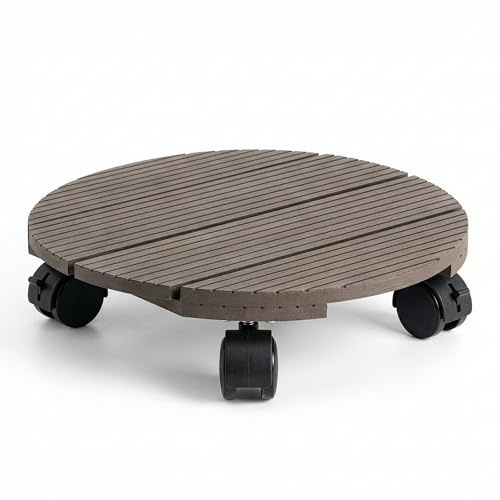 Floordirekt Pflanzenroller für Innenbereich - Blumenroller aus WPC - Kübelroller - Tragkraft 80kg Rund 30 cm Rund Countess
