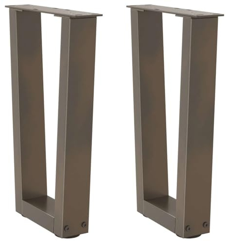 Augerlite Couchtischbeine V-Form aus Naturstahl pulverbeschichtet 28x(42-43,3) cm 2 Stück mit verstellbaren Kunststoffnivellierern stabiles Tischgestell für Couchtisch Beistelltisch DIY Möbelbau