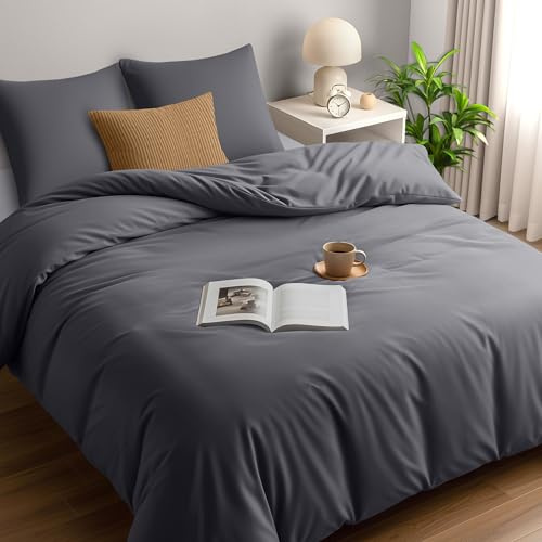 Utopia Bedding Housse de Couette 240x260 cm avec 2 Taies d'oreiller 65x65 cm (Gris) - Parure de Lit 240 x 260 cm - Ensembles de Housses de Couette en Microfibre brossée Douce