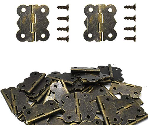 Lot de 50 charnières papillon pour armoire, tiroir, meubles miniatures, boîte à bijoux, coffre, armoire, accessoires de bricolage (charnières papillon 2530)