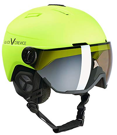 Black Crevice Skihelm Calgary mit Visier, neon gelb mat/Silver, S (51-54)…