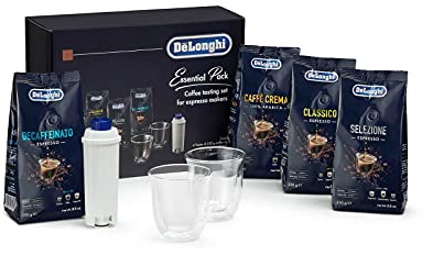 Delonghi set degustazione caffè in chicchi Essential + filtro + tazze cappuccino