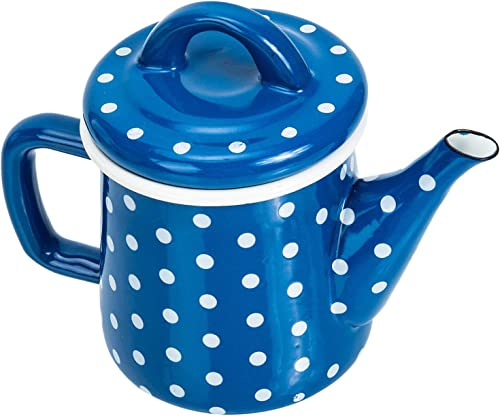 TANFEI Cafetière japonaise en émail moucheté de 0,6 l (bleu)