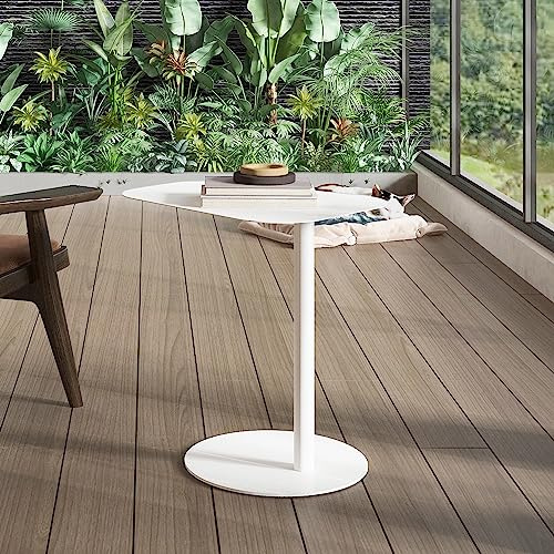 [en.casa] Sidobord nästäder trädgårdsbord soffbord med metallram soffbord modern design för vardagsrum sovrum balkong terrass 50 x 50 x 38 cm vitt