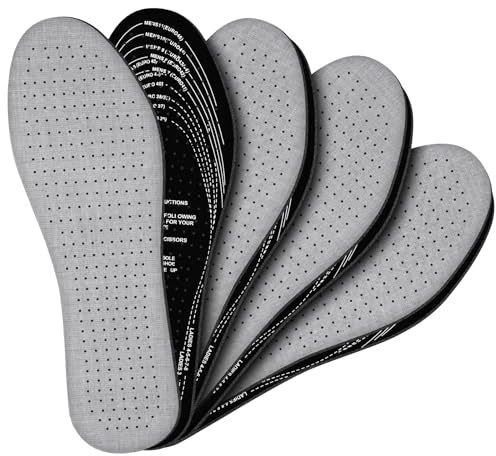 AMFUN 4 Paia Solette Anti Sudore, Inserti in Cotone Traspirante Mangia Odori, Tagliati su Misura, Solette Scarpe in Morbida Schiuma di Lattice con Carbone Attivo Mangia Odori
