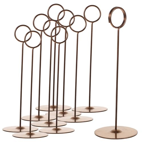 SHINEOFI 12St Tischfoto Menüständer aus Metall Menühalter Fotohalter aus Draht runder esstisch Memohalter Tischnummernhalter Rostfreier Stahl Notizordner Zettelhalter Bild Büro Fotoordner