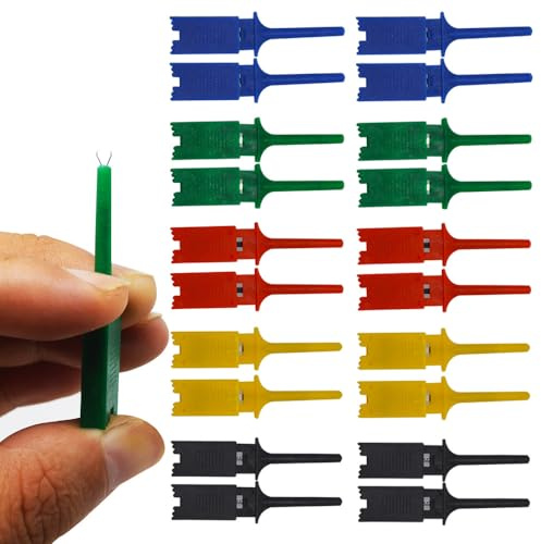 Senvenelec 20 mini multimetro lead testing, clip a gancio, kit per sonda di prova elettronica, impugnatura piatta, clip per multimetro – cinque colori.