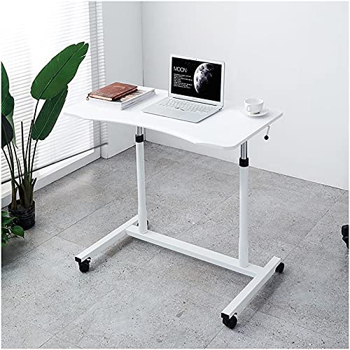 Überbetttische, Stehpult, Verstellbarer Laptop-Schreibtisch, tragbarer Schreibtisch für Laptops mit Rad, mobiler Arbeitsplatz, Stehpulte für das Heimbüro (Farbe: Weiß)