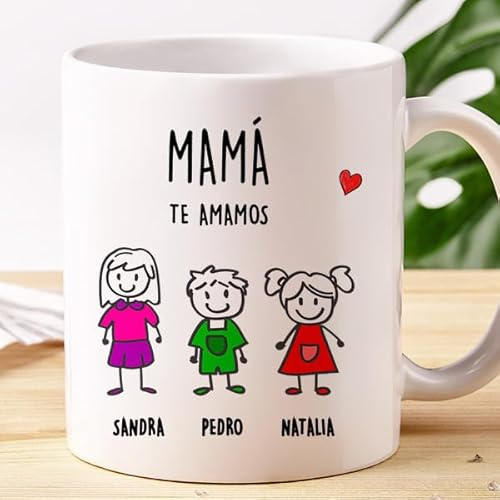 Transparent Gift Taza Personalizada con Muñecos y Texto. Tazas Personalizadas de Cerámica. Regalos Originales para Hombre y Mujer. Regalos Personalizados con Foto. Regalos para Amigas, Pareja, Familia