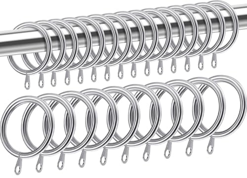 25 Pack Metal Curtain Rings, 35mm Internal Diameter Silver Curtain Pole Rings, Durable Hanging circles for hanging screen Poles, Shower Rods, and Drapery