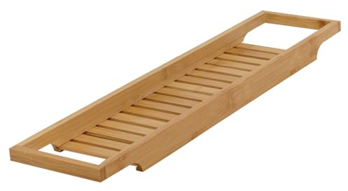 URBNLIVING Plateau de baignoire en bambou de luxe 64 x 15 cm – Étagère de bain en bois pour livre, vin, tablette – Accessoire de relaxation pour spa par – Solution de rangement élégante pour salle de