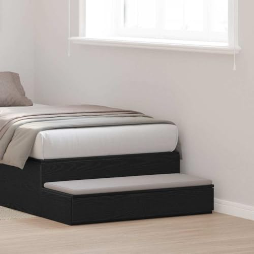 INLIFE Bettschubladen Schwarze Eiche 80 x 36.5 x 16.5 cm Holzwerkstoff,Möbel,Tische,Nachttische,Schwarz,12.2 KG,866924