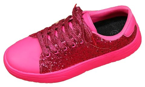 Paljettsneakers dam 39 röda glänsande damskor festliga vandringsskor glitter platta skor luftkuddar sneakers fest utomhusskor stor storlek segelduk skor sport hall glitterskor