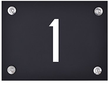 Hausnummer Schild 1 | Hausnummernschild modern schwarz matt