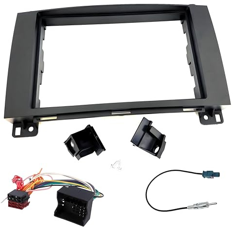 Sound-way Double DIN Car Radio Frame Installation Kit, 2 DIN Front Panel Frame, ISO Connector Cable, Antenna Adapter, compatible with Mercedes, Volkswagen