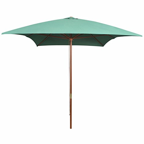 Tidyard Sonnenschirm Gartenschirm Balkonschirm Sonnenschutz Schirm Terrassenschirm 200 x 300 cm Hartholzstange mit Lüftungsöffnung Grün