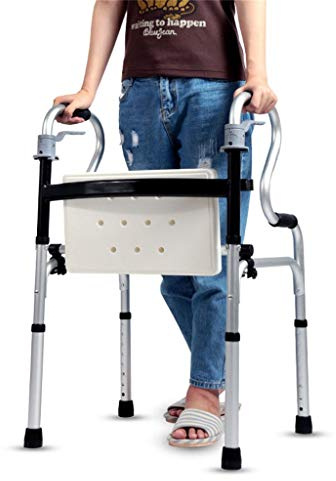LIYIN- Walker Double Arm Folding Walking Frame with Seat/for Seniors and Handicap/Adjustable Height/Load Capacity:180kg (400lbs)