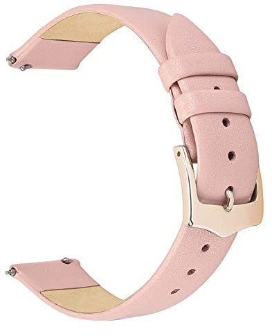 Klassisches dünnes Leder Uhrenarmband für Damen, Schnellverschluss, 12-20mm | Leichtes Tragegefühl, weiches Wildlederfutter, schlankes Profil, elegante Optik, Alltag & Büro