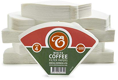 EDESIA ESPRESS – 1000 Filtres à Café Coniques en Papier – Filtre Café N°4 pour Cafetière Manuelle, Pour-Over et Brassage Doux – Taille 4 Blanc