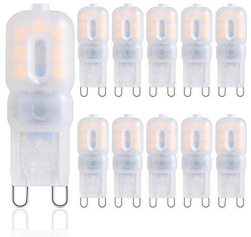 YUANHENLIZ G9 LED Bulbs Warm White Dimmable Energy Saving Lamp 2.5W-3W Wall Light,360 ​​° Degree Beam Angle LED Light Bulb, Equivalent 30W G9 Halogen Bulbs,10 Pack