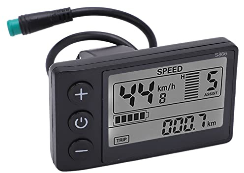 RiToEasysports Écran LCD de Vélo Électrique, Panneau Commande Scooter LCD Grand Écran Clair Prise Étanche 24V 36V 48V pour Vélo/Scooter Électrique S866
