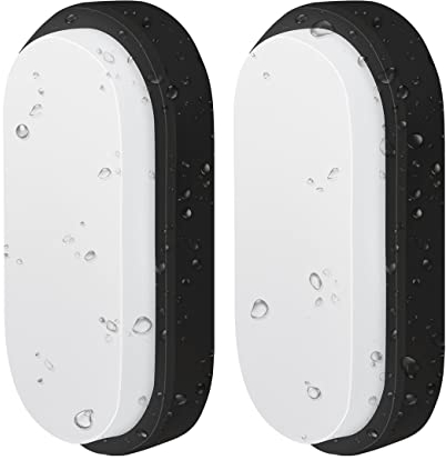 ANWIO 14W Outside Black Led Oval Bulkhead Light,Ip54 Waterproof Outdoor led Porch Lights, Outdoor External Wall Lights,Ceiling Light,980LM,4000K Natural White,Outdoor Wall Ceiling Lights(2 Pack)