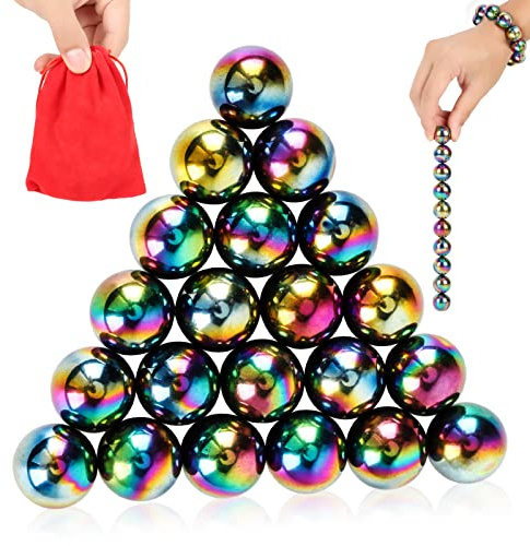 YISHIDANY 21Pcs Magnet Rainbow Ball Fidget Toy, DIY Hematite Stones Toys for Adults, Science Kit for Anxiety Relief, Magnetic Rattle Snake Birthday Easter Gift Egg Filler Stuffer Party Favors