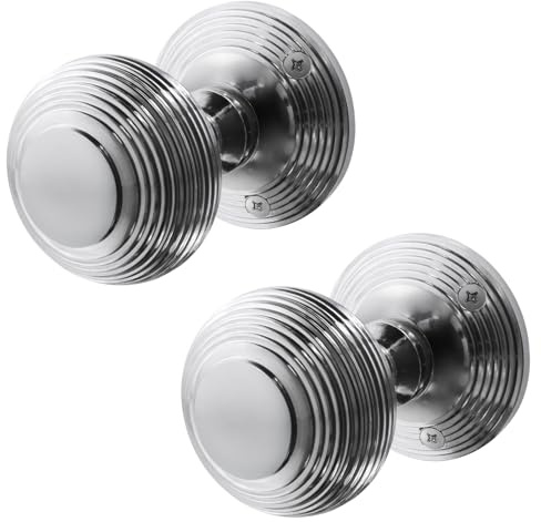 EAI Polished Chrome Door Knobs, 1 Pair - Beehive | 1 Pair of Beehive Mortice 55mm Door Knobs for Internal Doors, Fixings Included