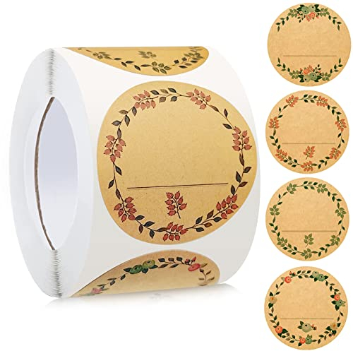Geschenkaufkleber,500 Stück Kraftpapier Aufkleber,Etiketten Selbstklebend 5cm,Marmeladenglas Aufkleber zum Beschriften Rund Geschenksticker Handmade,Etiketten für Küche, Geschenktüten,Hochzeit(B)