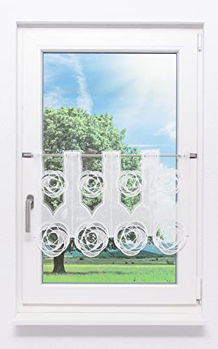 Plauener Spitze Scheibengardine Circles (Bx H) 48cm * 42cm weiß
