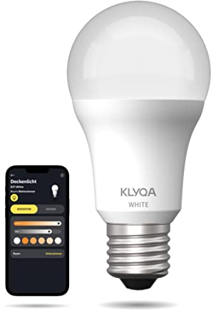 Klyqa E27 White WLAN Lampe I Smarte LED Glühbirne Kalt- & Warmweiß I Verschiedene Weißtöne I Kompatibel mit Smart Home Lösungen & Sprachassistenten I Dimmbar via App I Helle Lampe mit 1055 lm