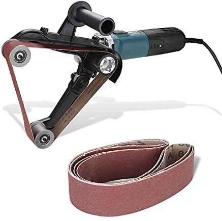 Ikodm Rohrbandschleifer 1300W 230V 760mm mit 3 Körnungen 80/100/120, Bandschleifer Schleifmaschine 270° Schleifbereich, 700-3000 U/min, für Schleifen & Polieren