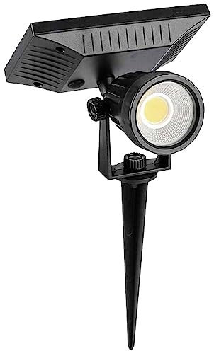 V-TAC Faretto LED Solare da Giardino con Pannello Solare - Faro Spot LED da Esterno Impermeabile IP65 per Cortile, Piscina, Terreno - Luce 3000K Bianco Caldo - Lampada 2W, VT-952