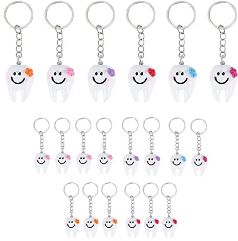20 Stück Schlüsselanhänger Schlüsselanhänger hängende Zahn Geschenk niedlich, & Silber, Taglia