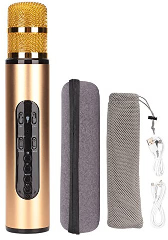 KOSDFOGE Wireless Bluetooth Karaoke Mic Portable Handheld Microphone Wireless Bluetooth Karaoke Mic Portable Handheld Microphone for Party Car Home Outdoor KTV(Gold)