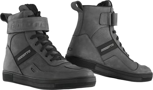 Bogotto Denton perforierte wasserdichte Motorrad Schuhe, grau, 46