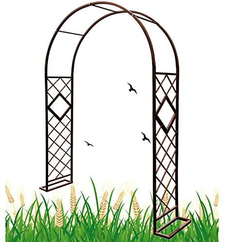 Arche De Jardin Plantes Grimpantes Terrasse Patio, Arceau À Rosiers Tuteur Tonnelle De Jardin Métal Arche Jardin Robuste Solide, Décoration Cérémonie Mariage Fête ( Color : Brown , Size : W180xH230cm
