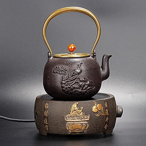 OSCCAR Teapot with Strainer and Electric Pottery Pot for Boiling Water Tea Set Enamel cast Iron teapot Handmade Electric Pottery Pot-A (Color : E.)
