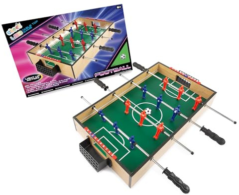 abeec LED Tabletop Football Game | Compact Wooden Soccer Playset | 12 Player Mini Foosball Match | Light-Up Action Game Board | Slide Scoring Goals | Kids & Family Toy Gift