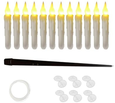 kowaku 12 Stück schwimmende Kerzen, schwimmende flammenlose Fliegende Kerzen, flammenlose LED-Spitzkerzen für Weihnachten, Hochzeit, Tisch, Geburtstagsfeier, Warmweiß