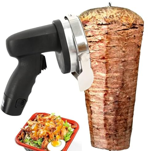 Weyot Couteau Électrique, Trancheuse À Viande Kebab Électrique sans Fil, Coupe-Viande en Acier Inoxydable Commercial, Épaisseur Réglable De 0 À 8 Mm, pour Restaurants De Rôtisserie À Domicile