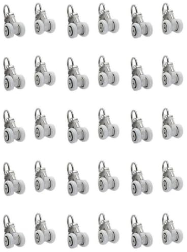 30 Pezzi Gancio per Tende Scorrevoli, Rulli per Binario Della Tenda, Scorrimento per Binari per Tende,Ruote per Guide per Tende(Bianco)
