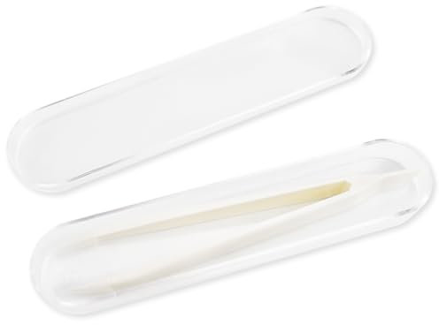 FERCAISH 1 Piece Large Contact Lens Tweezers, Contact Lenses Remover Tools, Plastic Tweezers with Flat Tips with Storage Case for Travel (White)