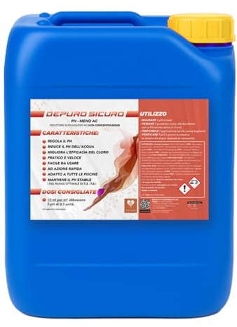 Naturii PH MINUS, Riduttore Naturale per Piscina e Spa, Migliora la Qualità dell'Acqua, Formula Universale, Sicuro per Tutta la Famiglia, 10 Litri