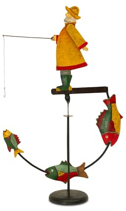 Artigianato Artistico Cav. Filippo D'Aloise snc Figura oscillante Pescatore Riproduzione di Giocattoli d'Epoca vittoriana Vintage in Ferro battuto