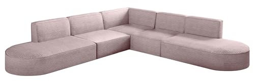 Kaiser Möbel - Ecksofa mit Wohnlandschaft, Eckcouch L Form, Polstersofa, Bigsofa, Corner Sofa, Extra Groß, Bequemes Couch für Wohnzimmer, Relaxsofa, Stilvolles Cord Sofa, Modena Corner, Rosa