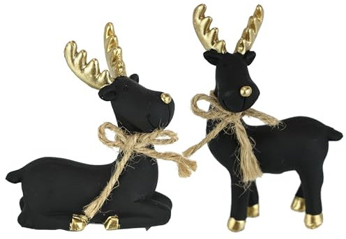 Flair Flower Elch Figur Rentier 8+11cm Dekofiguren Skulptur Statue Weihnachtsfigur Weihnachtsdeko Waldtier Gartendeko Deko Tierfigur Hirsch Dekohirsch Hirschfigur Weihnachtsschmuck Advent Winter